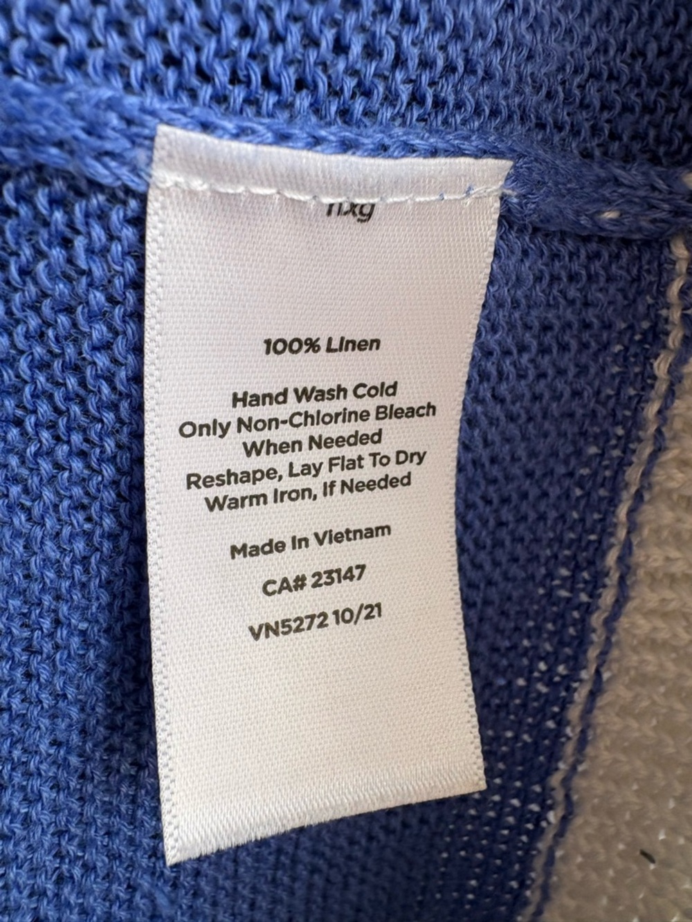 Talbots Light Blue Linen’s V-Neck Sweater with White Trim - Picture 5 of 13